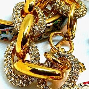 Ann Taylor Pave' Rhinestone Link Goldtone Chic Bracelet